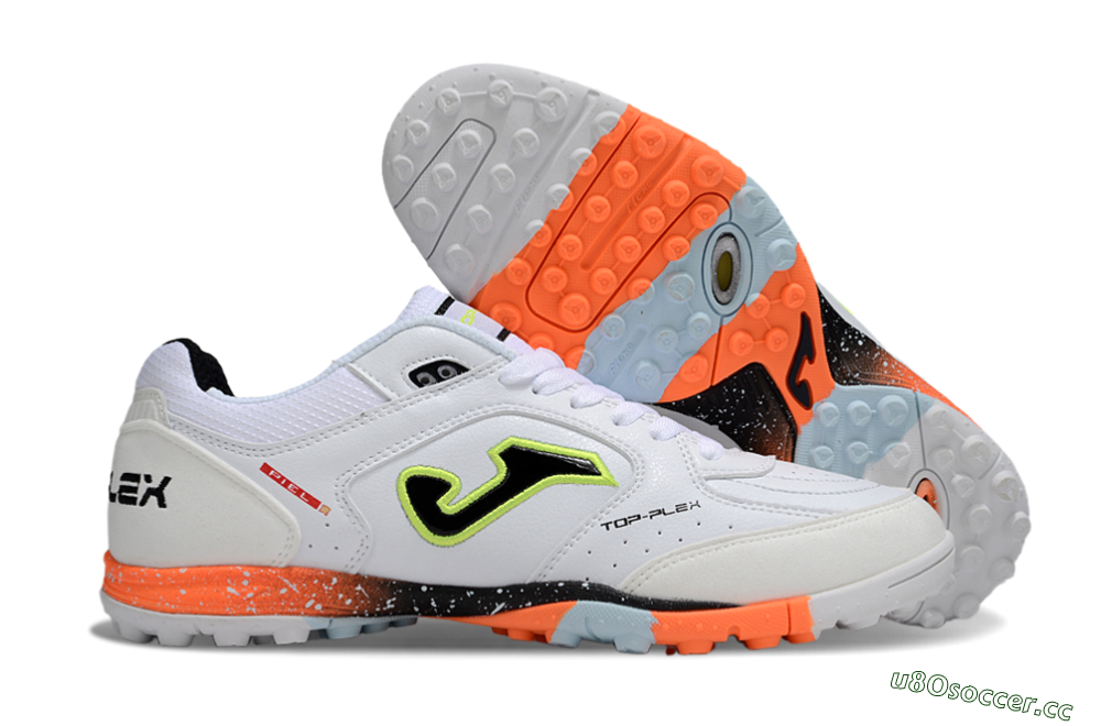 Men's Joma Top Flex TF Artificial Turf Low-Tops Football Shoes - White/Black/Yellow 2