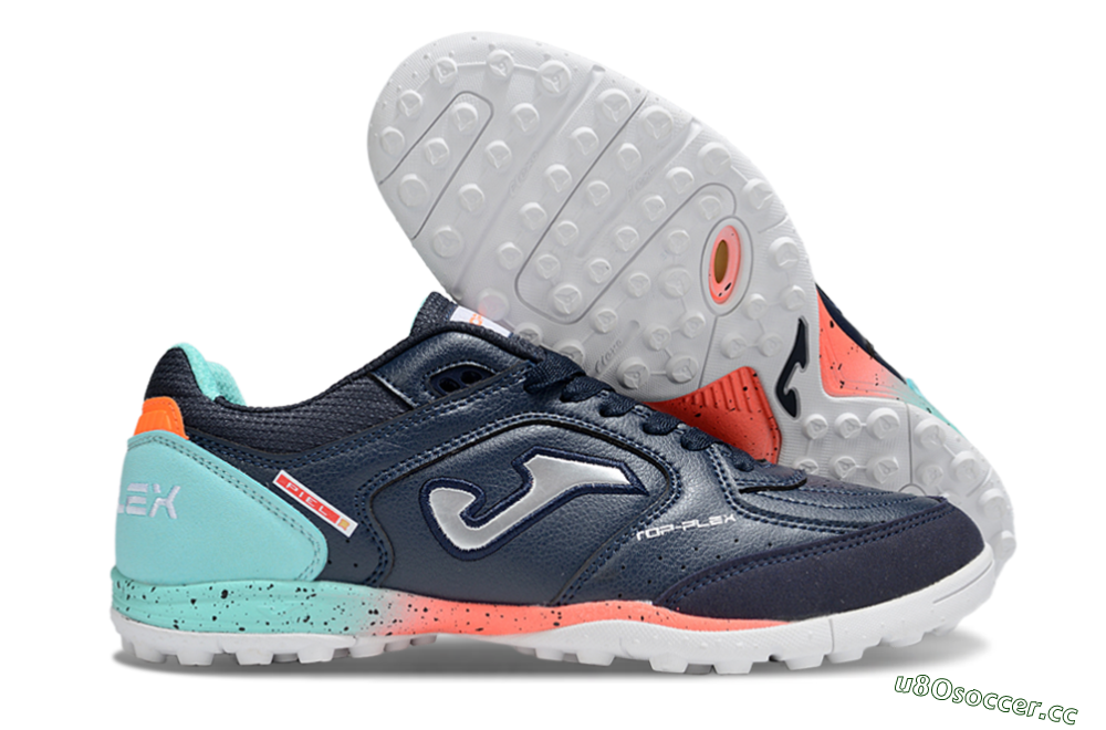 Men's Joma Top Flex TF Artificial Turf Low-Tops Football Shoes - Blue/Silver/Jade 2