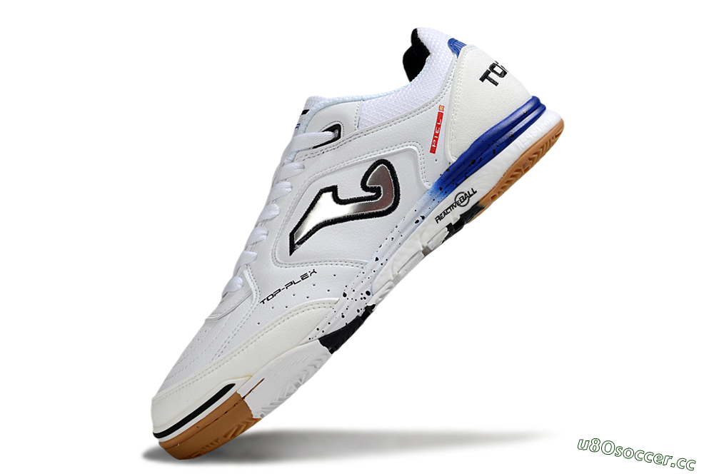 Men's Joma Top Flex IC Indoor & Futsal Low-Tops Football Shoes - White/Silver/Black 5