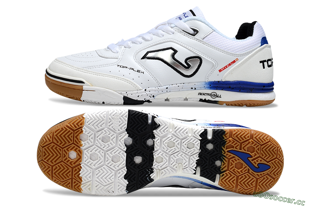 Men's Joma Top Flex IC Indoor & Futsal Low-Tops Football Shoes - White/Silver/Black 1