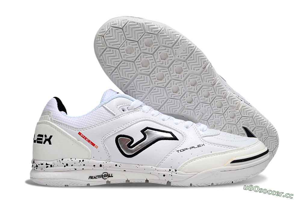 Men's Joma Top Flex IC Indoor & Futsal Low-Tops Football Shoes - White/Silver/Black 2