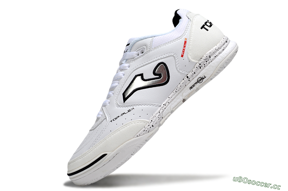 Men's Joma Top Flex IC Indoor & Futsal Low-Tops Football Shoes - White/Silver/Black 5