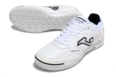 Men's Joma Top Flex IC Indoor & Futsal Low-Tops Football Shoes - White/Silver/Black