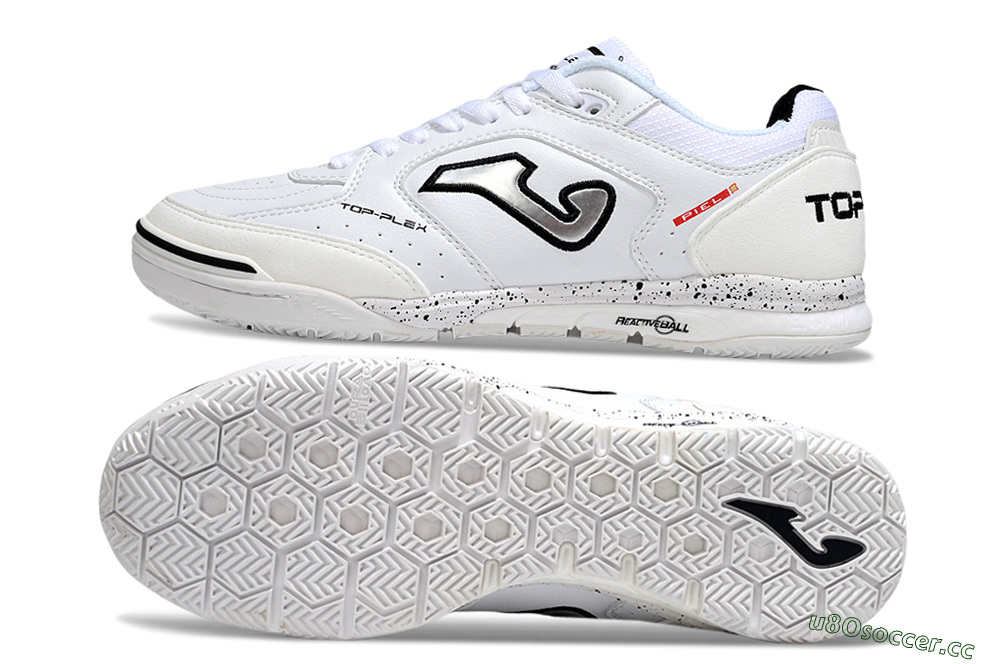 Men's Joma Top Flex IC Indoor & Futsal Low-Tops Football Shoes - White/Silver/Black 1