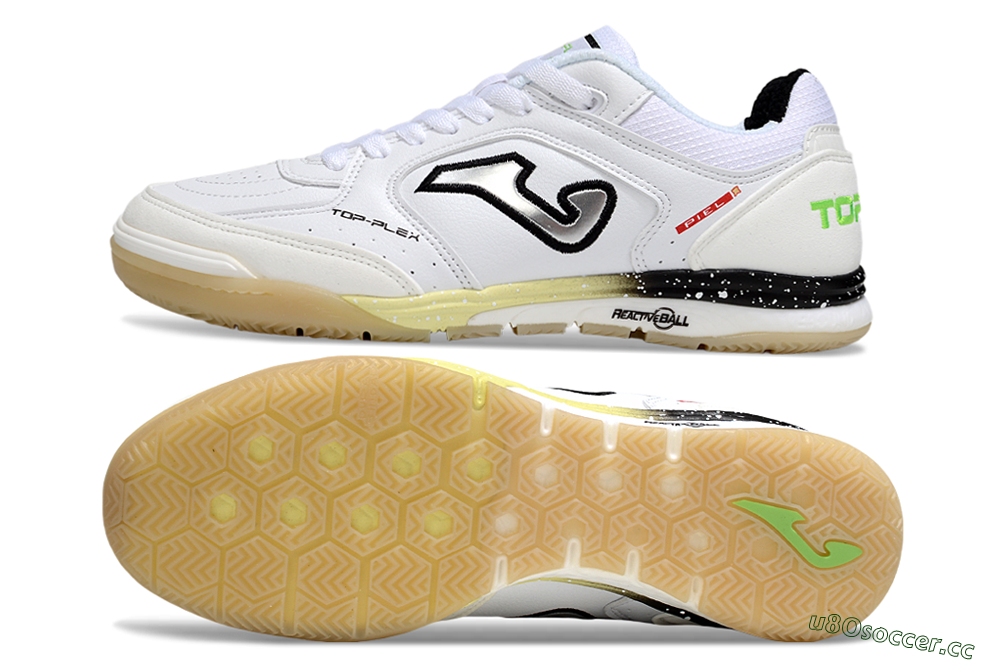 Men's Joma Top Flex IC Indoor & Futsal Low-Tops Football Shoes - White/Silver/Black 1