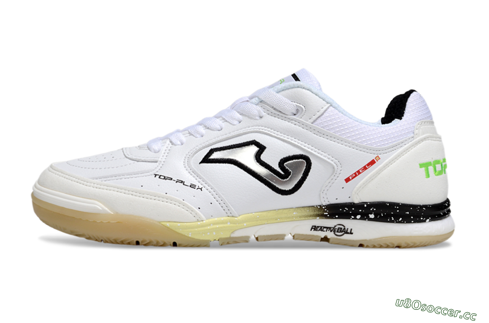 Men's Joma Top Flex IC Indoor & Futsal Low-Tops Football Shoes - White/Silver/Black 0