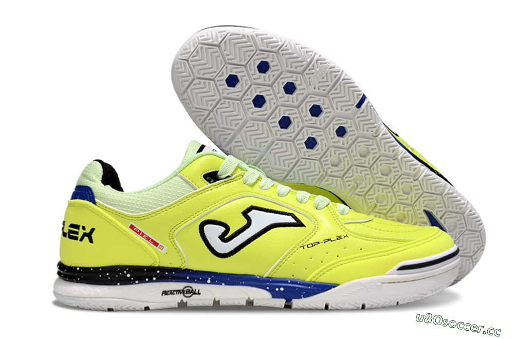 Men's Joma Top Flex IC Indoor & Futsal Low-Tops Football Shoes - Yellow/Blue/White 2