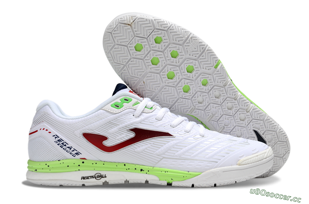 Men's Joma Top Flex IC Indoor & Futsal Low-Tops Football Shoes - White/Red/Yellow 2