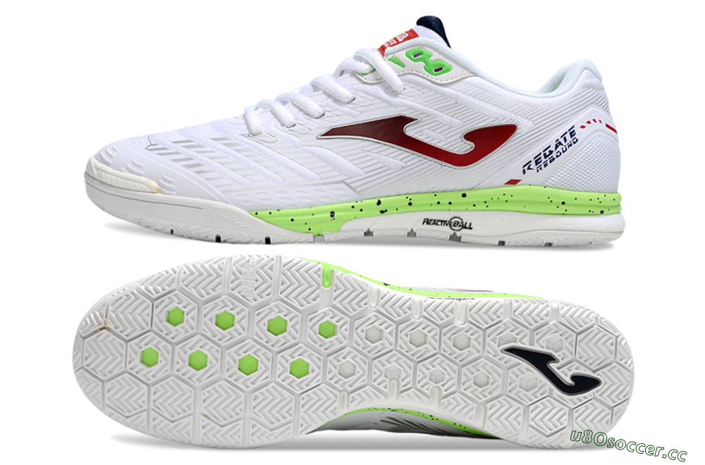 Men's Joma Top Flex IC Indoor & Futsal Low-Tops Football Shoes - White/Red/Yellow 1