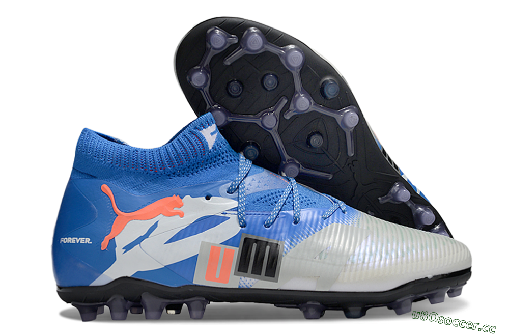 Men's Puma Future 8 Ultimate MG Multi Ground Low-Tops Football Boots - Blue/Red/Black 2