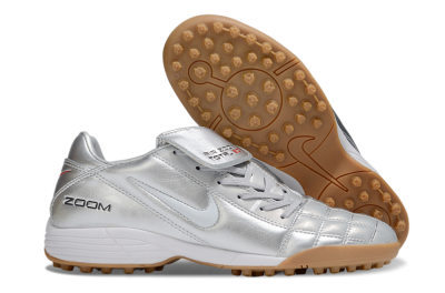 Men's Nike Air Zoom Total 90 III TF Artificial Turf Low-Tops Football Shoes - Silver/White/Brown
