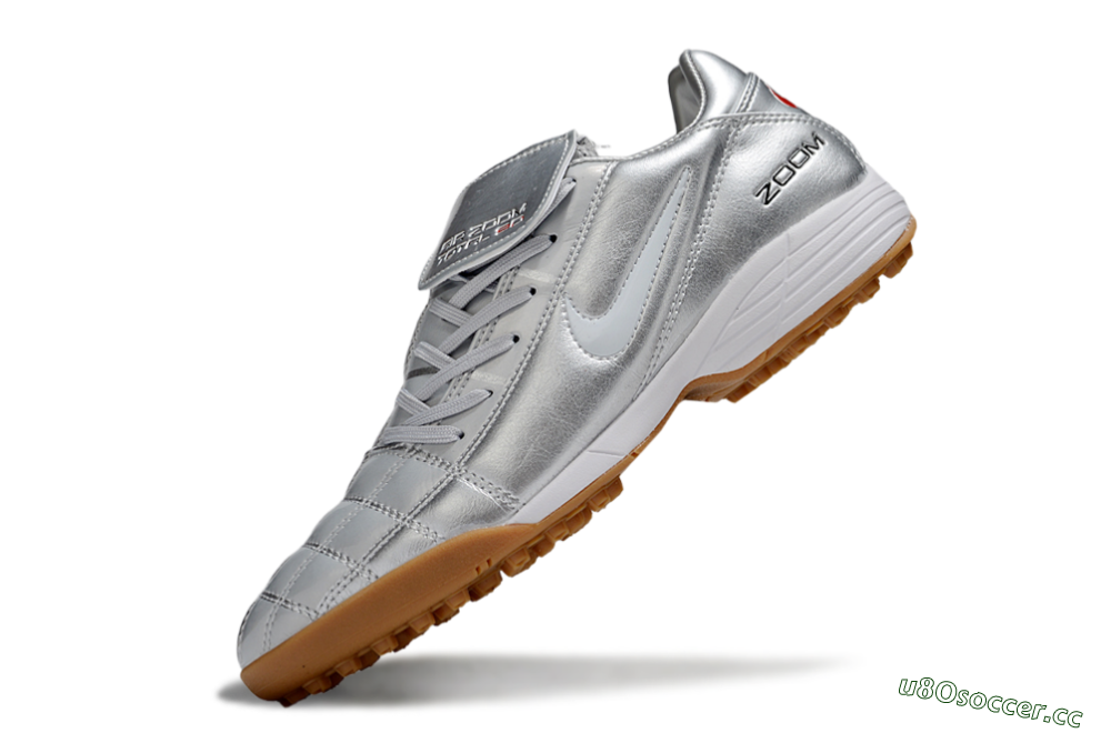Men's Nike Air Zoom Total 90 III TF Artificial Turf Low-Tops Football Shoes - Silver/White/Brown 5
