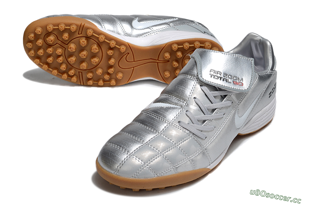Men's Nike Air Zoom Total 90 III TF Artificial Turf Low-Tops Football Shoes - Silver/White/Brown 3