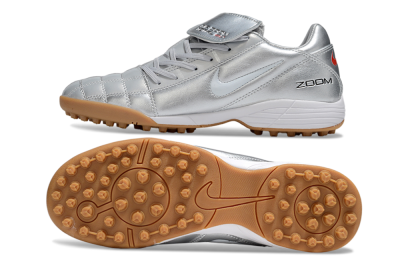 Men's Nike Air Zoom Total 90 III TF Artificial Turf Low-Tops Football Shoes - Silver/White/Brown