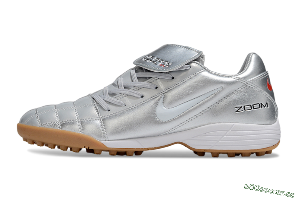 Men's Nike Air Zoom Total 90 III TF Artificial Turf Low-Tops Football Shoes - Silver/White/Brown 0