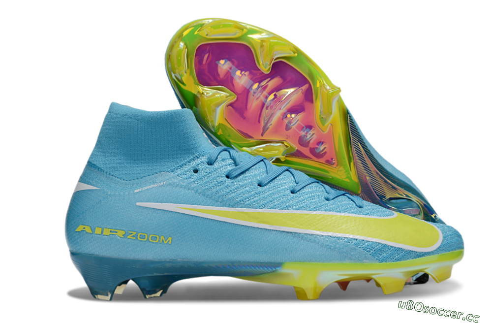 Unisex Nike Air Zoom Mercurial Superfly 10 Elite FG Firm Ground High-Tops Football Boots - Jade/Yellow/White 2