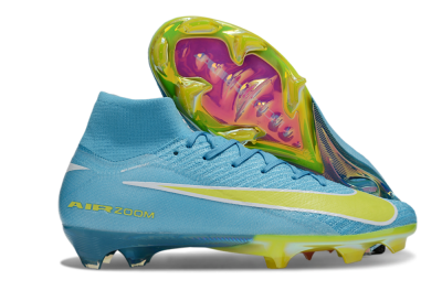 Unisex Nike Air Zoom Mercurial Superfly 10 Elite FG Firm Ground High-Tops Football Boots - Jade/Yellow/White