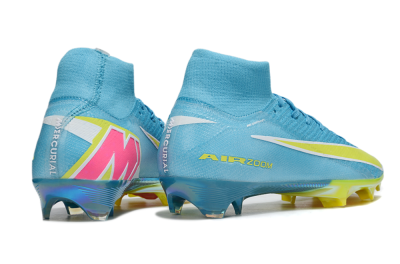 Unisex Nike Air Zoom Mercurial Superfly 10 Elite FG Firm Ground High-Tops Football Boots - Jade/Yellow/White