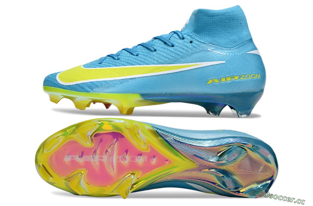 Unisex Nike Air Zoom Mercurial Superfly 10 Elite FG Firm Ground High-Tops Football Boots - Jade/Yellow/White 1