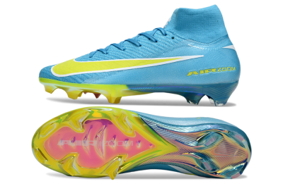 Unisex Nike Air Zoom Mercurial Superfly 10 Elite FG Firm Ground High-Tops Football Boots - Jade/Yellow/White