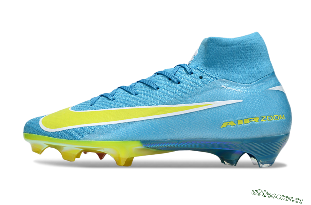 Unisex Nike Air Zoom Mercurial Superfly 10 Elite FG Firm Ground High-Tops Football Boots - Jade/Yellow/White 0