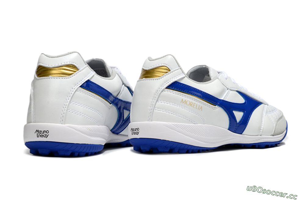 Men's Mizuno Morelia Neo TF Artificial Turf Low-Tops Football Shoes - White/Blue/Grey 6