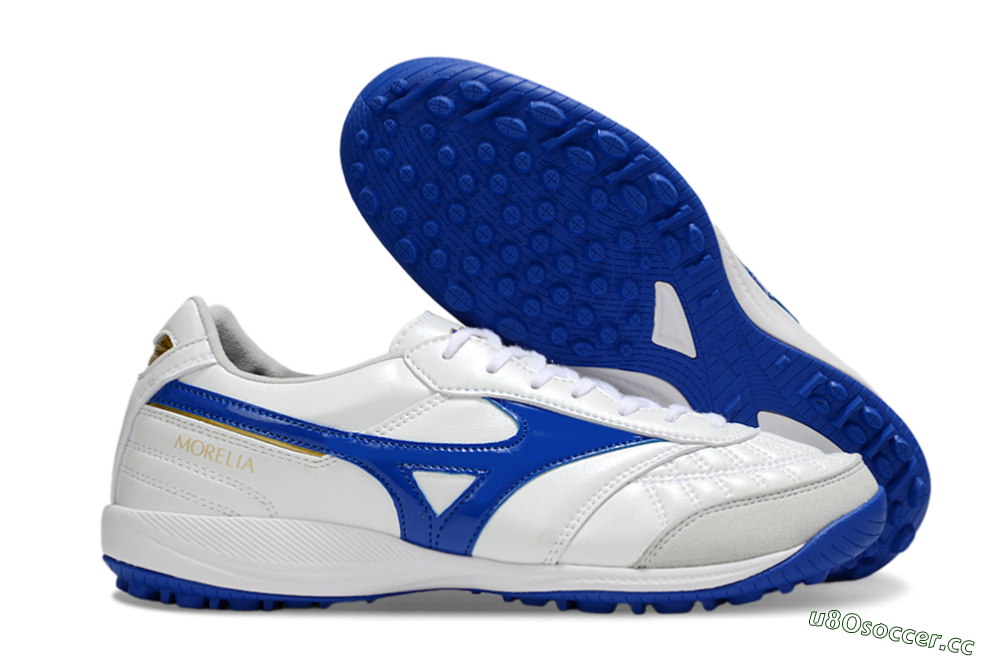 Men's Mizuno Morelia Neo TF Artificial Turf Low-Tops Football Shoes - White/Blue/Grey 2