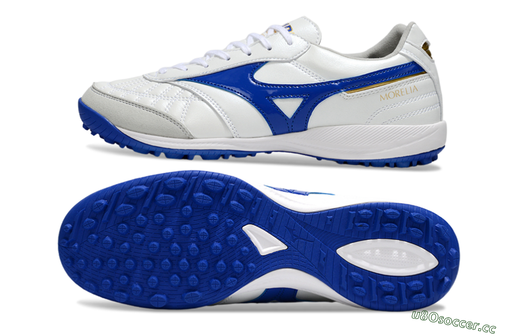 Men's Mizuno Morelia Neo TF Artificial Turf Low-Tops Football Shoes - White/Blue/Grey 1