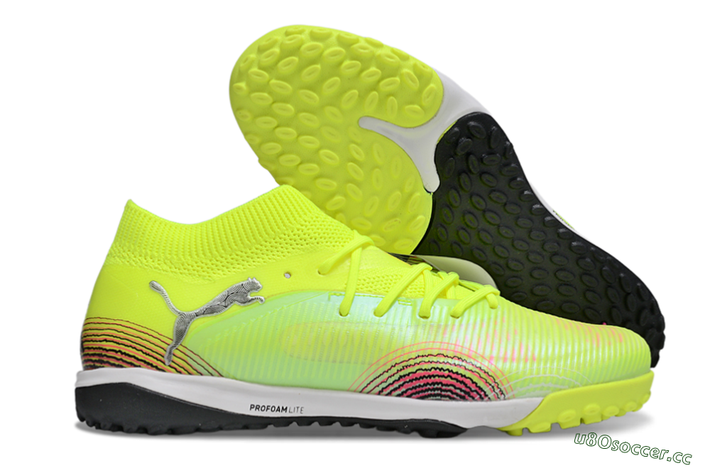 Men's Puma Future 8 Ultimate TF Artificial Turf Low-Tops Football Shoes - Yellow/Black/Red 2