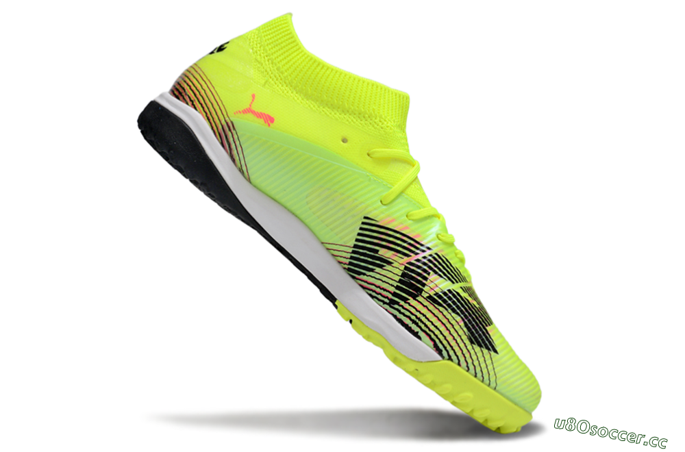 Men's Puma Future 8 Ultimate TF Artificial Turf Low-Tops Football Shoes - Yellow/Black/Red 4
