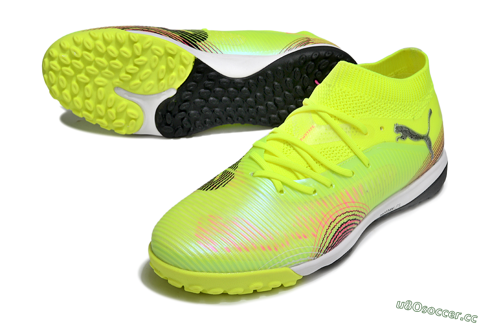 Men's Puma Future 8 Ultimate TF Artificial Turf Low-Tops Football Shoes - Yellow/Black/Red 3