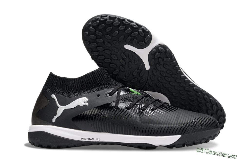 Men's Puma Future 8 Ultimate TF Artificial Turf Low-Tops Football Shoes - Black/White/Yellow 2