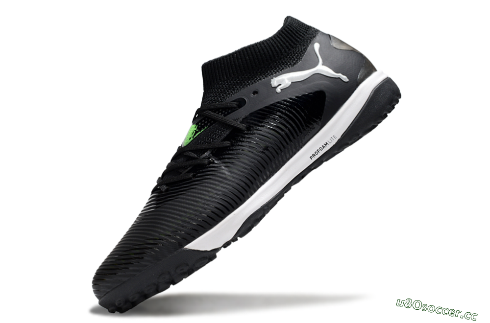 Men's Puma Future 8 Ultimate TF Artificial Turf Low-Tops Football Shoes - Black/White/Yellow 5