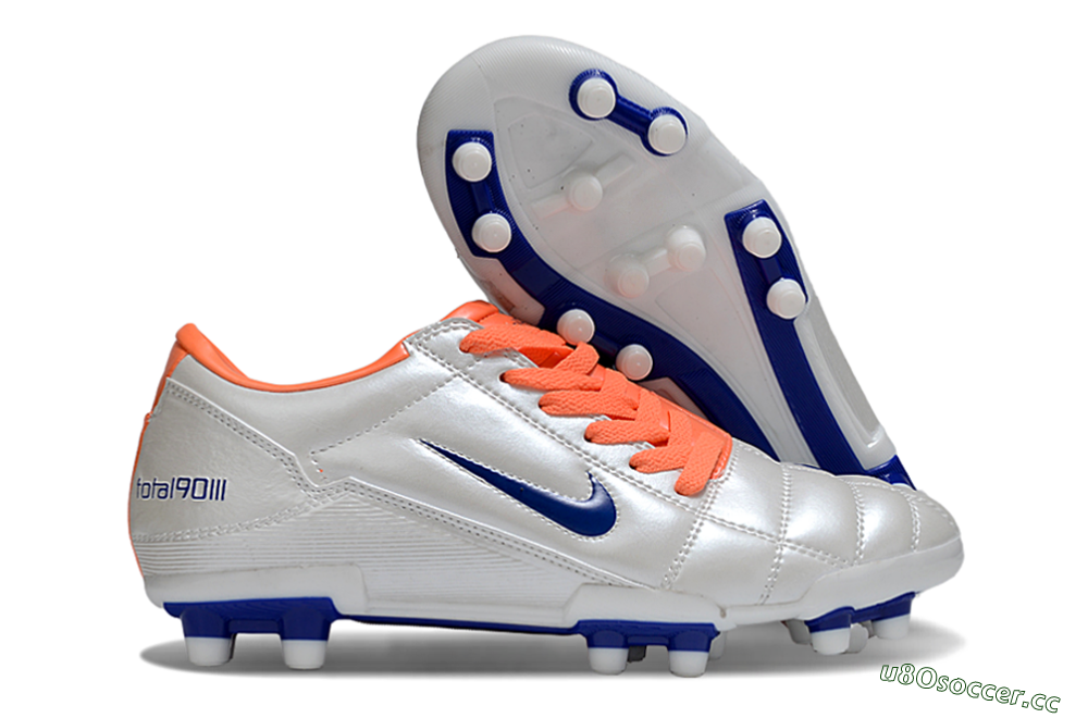 Men's Nike Total 90 III FG Firm Ground Low-Tops Football Boots - White/Blue/Red 2
