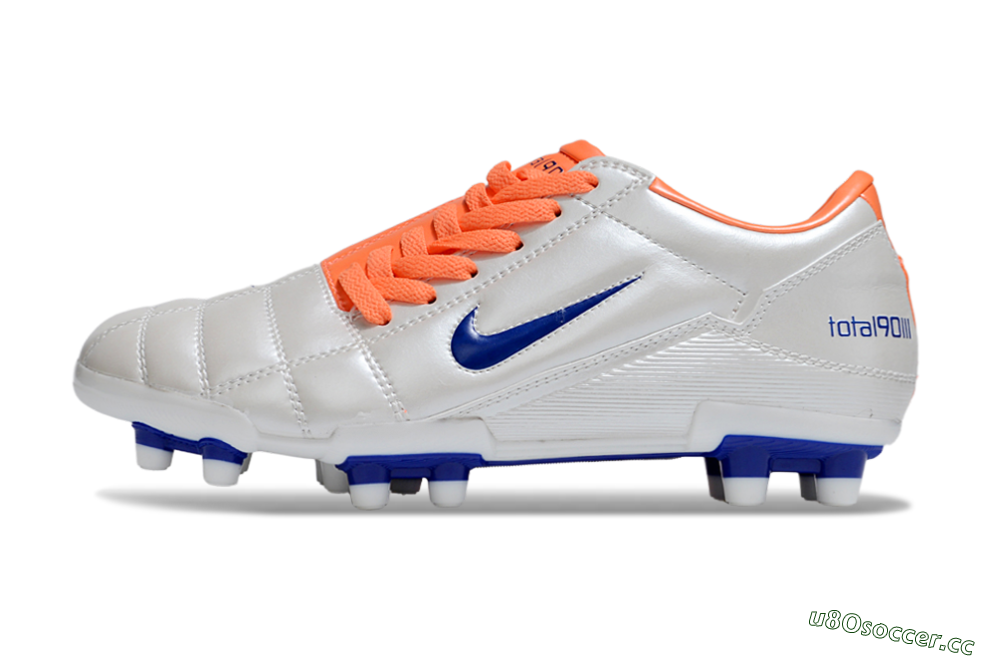 Men's Nike Total 90 III FG Firm Ground Low-Tops Football Boots - White/Blue/Red 0