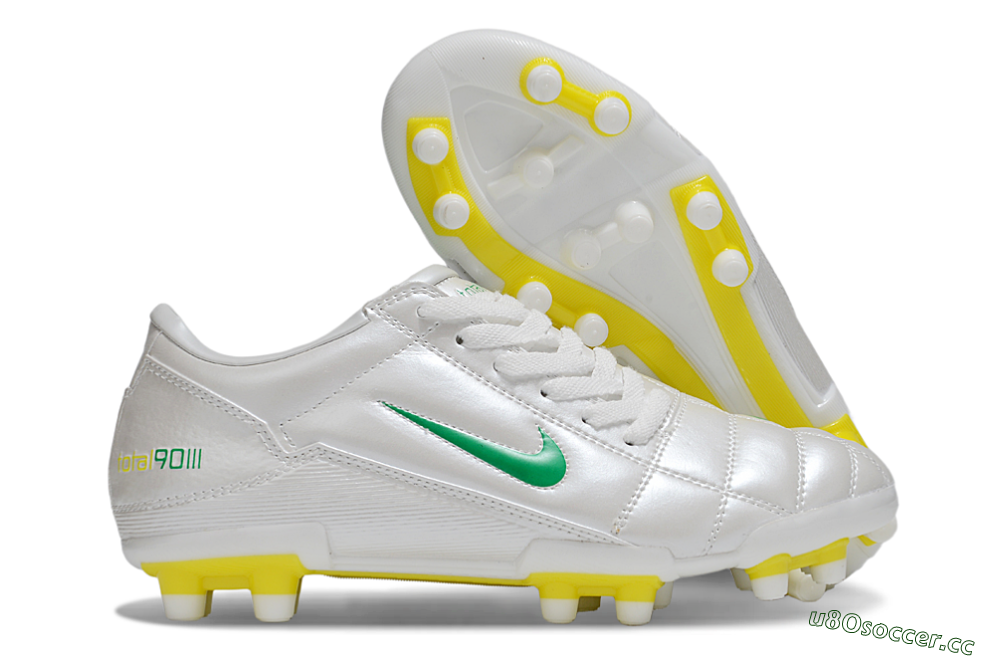 Men's Nike Total 90 III FG Firm Ground Low-Tops Football Boots - White/Green/Yellow 2