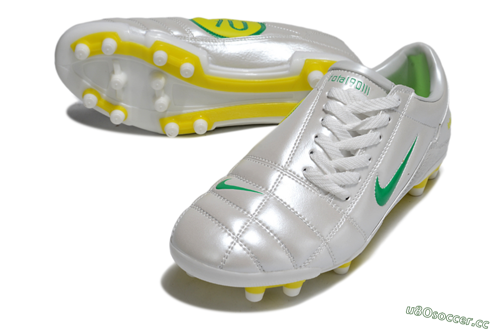 Men's Nike Total 90 III FG Firm Ground Low-Tops Football Boots - White/Green/Yellow 3
