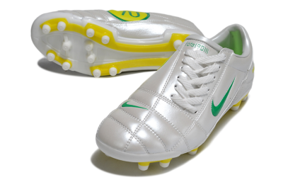 Men's Nike Total 90 III FG Firm Ground Low-Tops Football Boots - White/Green/Yellow