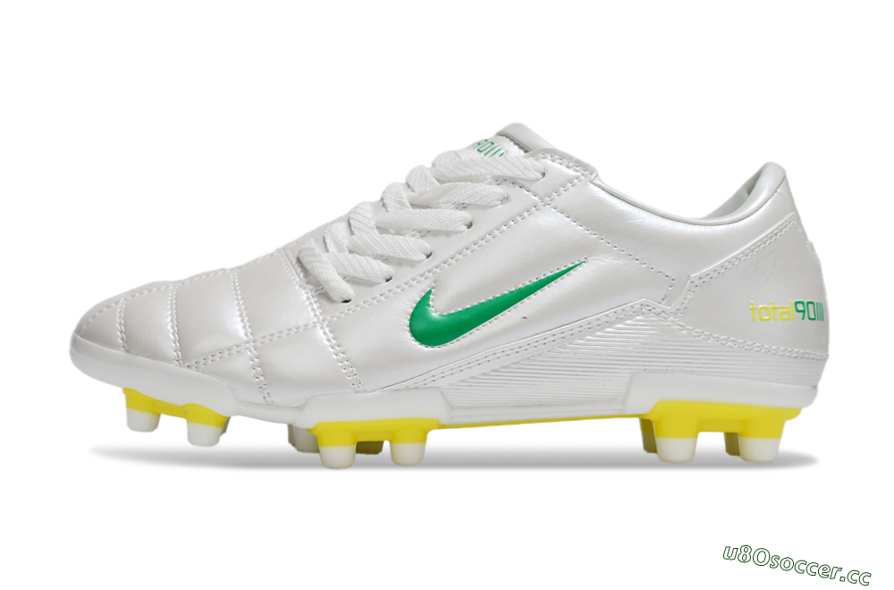 Men's Nike Total 90 III FG Firm Ground Low-Tops Football Boots - White/Green/Yellow 0