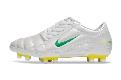 Men's Nike Total 90 III FG Firm Ground Low-Tops Football Boots - White/Green/Yellow