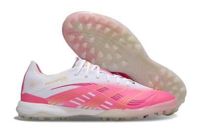 Men's Adidas Predator 25 Elite TF Artificial Turf Low-Tops Football Shoes - White/Pink/Gold