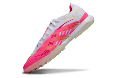 Men's Adidas Predator 25 Elite TF Artificial Turf Low-Tops Football Shoes - White/Pink/Gold