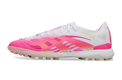 Men's Adidas Predator 25 Elite TF Artificial Turf Low-Tops Football Shoes - White/Pink/Gold