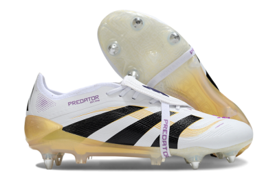 Men's Adidas Predator 25 Elite Foldover Tongue SG Soft Ground Low-Tops Football Boots - White/Black/Gold