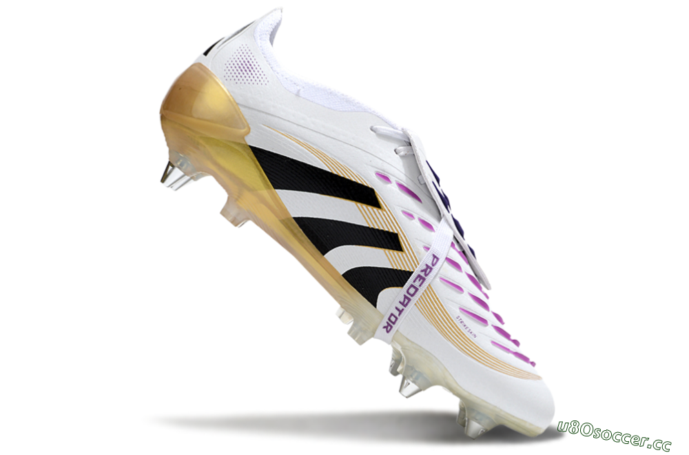 Men's Adidas Predator 25 Elite Foldover Tongue SG Soft Ground Low-Tops Football Boots - White/Black/Gold 4