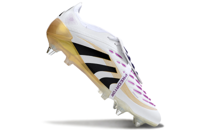 Men's Adidas Predator 25 Elite Foldover Tongue SG Soft Ground Low-Tops Football Boots - White/Black/Gold