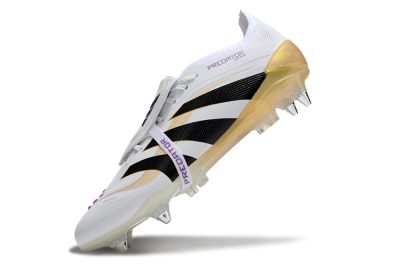 Men's Adidas Predator 25 Elite Foldover Tongue SG Soft Ground Low-Tops Football Boots - White/Black/Gold
