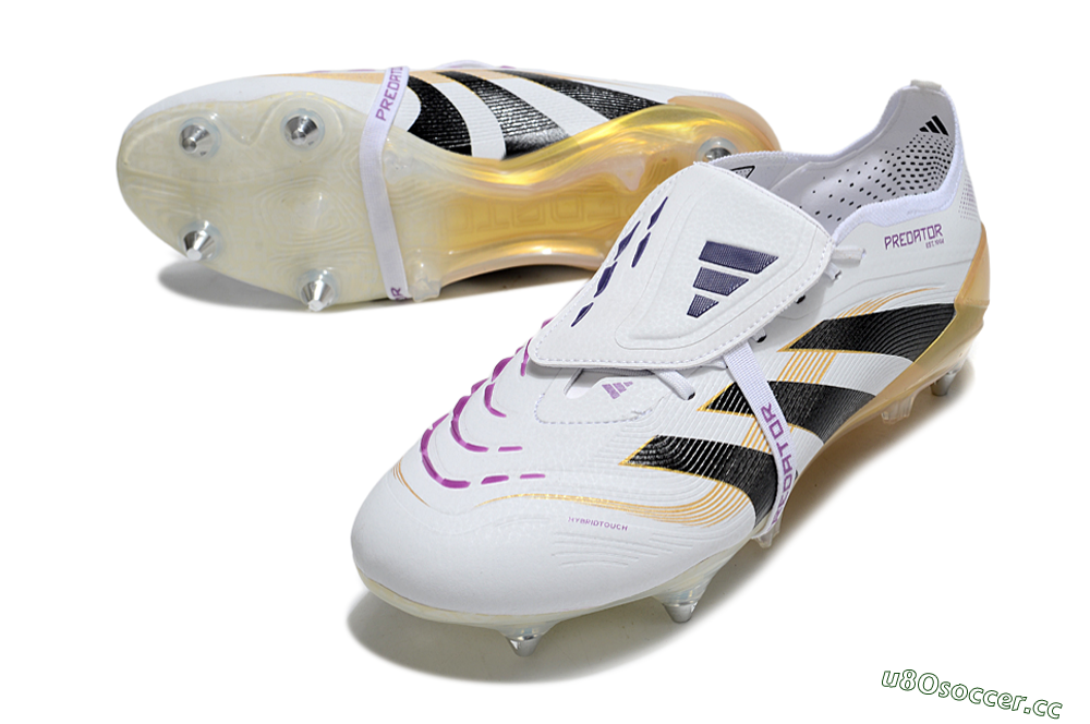 Men's Adidas Predator 25 Elite Foldover Tongue SG Soft Ground Low-Tops Football Boots - White/Black/Gold 3