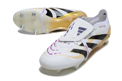 Men's Adidas Predator 25 Elite Foldover Tongue SG Soft Ground Low-Tops Football Boots - White/Black/Gold