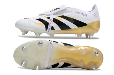 Men's Adidas Predator 25 Elite Foldover Tongue SG Soft Ground Low-Tops Football Boots - White/Black/Gold